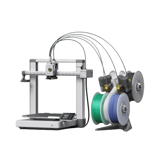 Bambu Lab A1 Combo 3D printer with multi-color filament spools